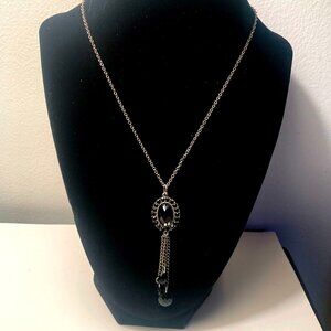 Handmade Necklace with Avon Pendant (Black and Silver)